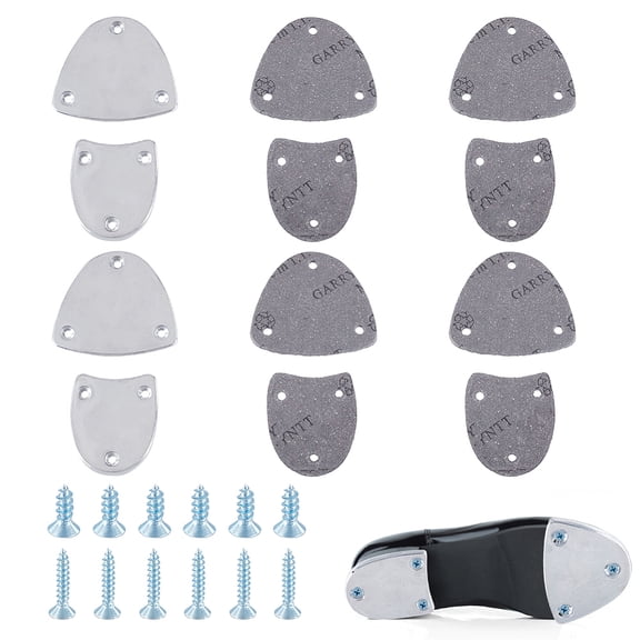 Aluminum Alloy & EVA Heel Plates Shoe Heel Taps Repair Sole Pad with Iron Screw Silver 64x71x7mm DIY