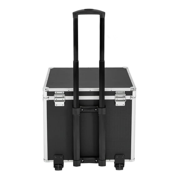 Aluminum Alloy File Lock Box, Hand pull File Case Locking Mobile Business Box 2 Wheels