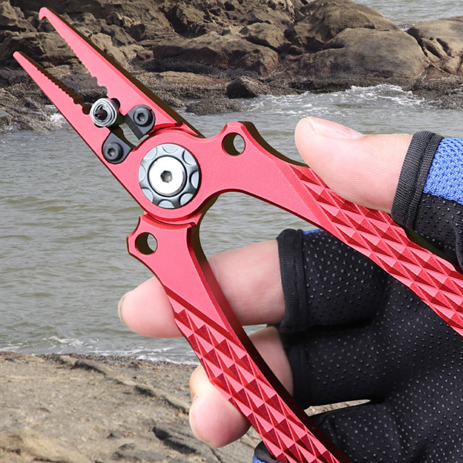 Fishing Pliers With Safety Lock & Hook Remover - Aluminum Alloy, Saltwater Resistant, Line Cutter, Crimper, Sheath Included