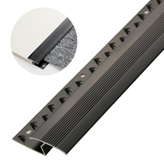 Aluminum Alloy Floor Transition Strip:Cuttable Carpet Edge Protector,Carpet to Tile Threshold Strip,Door/Carpet/Tile/Threshold Reducer,Carpet Edge Trim for Home,Office,Hotel,0.9m (Black)