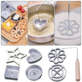 Aluminum Alloy Frying Mold Tool 4.7 Inch | Detachable Wood Handle | Rosette Bunuelos Maker for Shrimp Cake Shredded Radish | Home Kitchen Baking Frying Gadgets