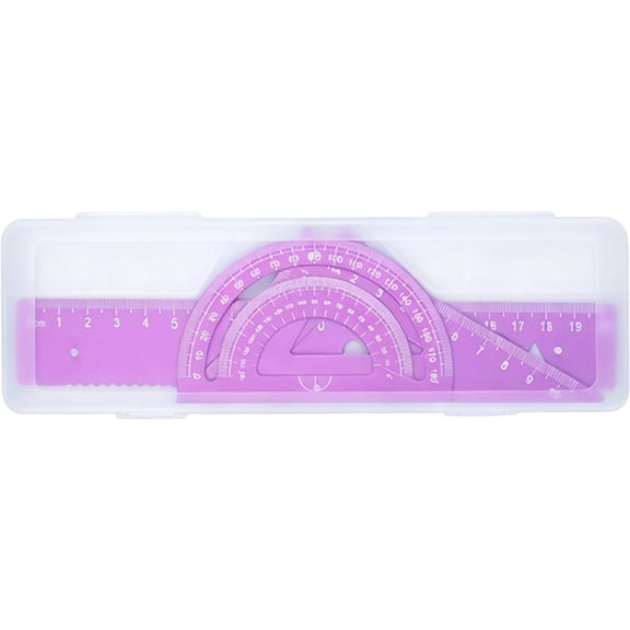 Aluminum Alloy Geometry Set, Metal Math Measuring Kit with Straight Ruler, Triangle Rulers, 180 Degree Protractor, Portable Drafting Measuring Tool with Storage Case for Engineering Drawing Design