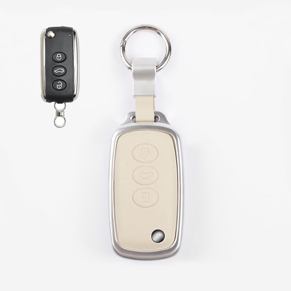 Aluminum Alloy+Goatskin Leather Key Fob Case Cover Protector Shell Compatible for Bentley Continental GT GTC Mulsanne