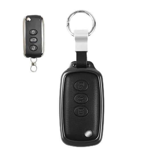 Aluminum Alloy+Goatskin Leather Key Fob Case Cover Protector Shell Compatible for Bentley Continental GT GTC Mulsanne
