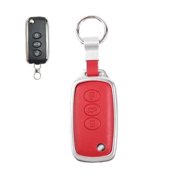 Aluminum Alloy+Goatskin Leather Key Fob Case Cover Protector Shell Compatible for Bentley Continental GT GTC Mulsanne