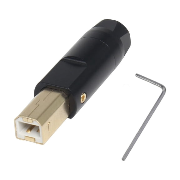 Aluminum Alloy Gold-Plated USB B-Type Plug Shell For 6mm Hole Connector for Repairing Printer Data Cables Making