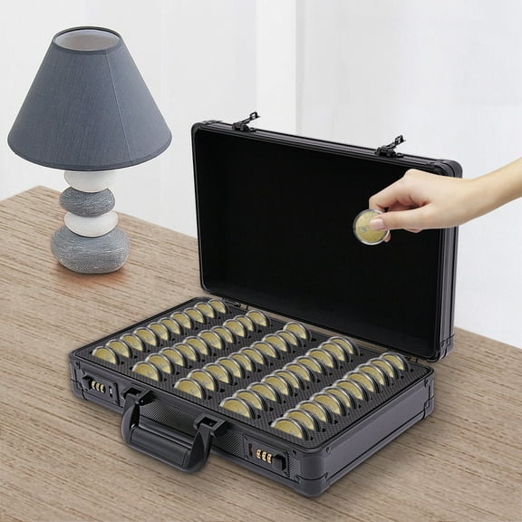Aluminum Alloy Graded Coin Slab Case, Travel Holder Case for Storage, Organization of Coin Collection(Black)