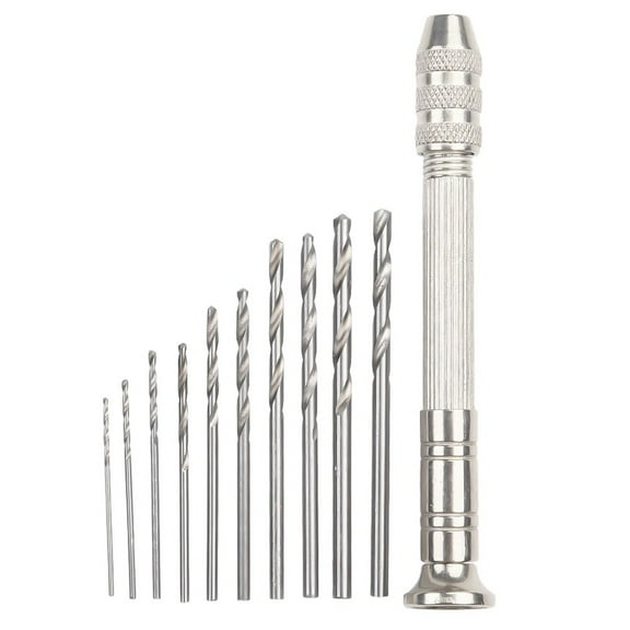 Aluminum Alloy Hand Drill for Fine Work Including For Models Jewelry Crafting and Hobbyist Woodworking with 10 Drill Bits