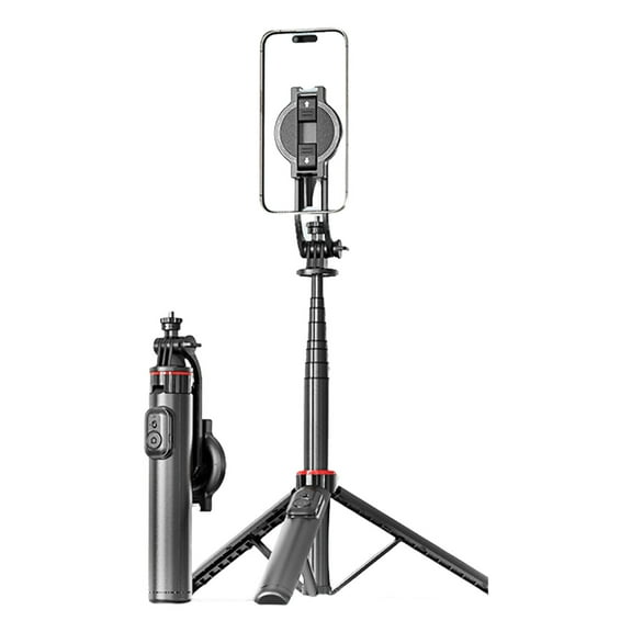Aluminum Alloy Handheld Gimbal Selfie Stick with Shake Reduction - Retractable, Foldable Tripod for Live Streaming, Photography & Video Calls