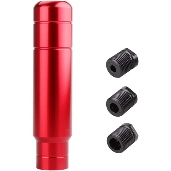 Aluminum Alloy Heavy Weighted Shifter Knob, 5" Auto Gear Shift Knob, Car Gear Lever Stick Shifter Handle,with 3 Threaded Adapters M8 M10 M12,Fit Most Automatic Manual Vehicle(Red)