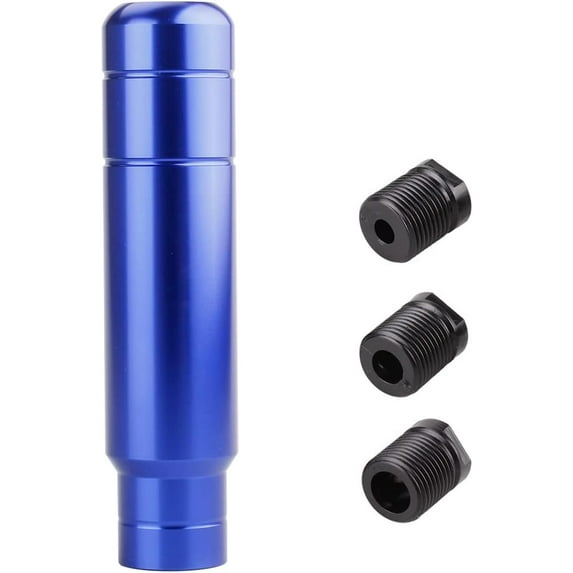 Aluminum Alloy Heavy Weighted Shifter Knob, 5" Auto Gear Shift Knob, Car Gear Lever Stick Shifter Handle,with 3 Threaded Adapters M8 M10 M12,Fit Most Automatic Manual Vehicle (Blue)
