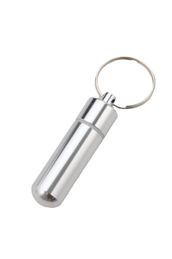 Aluminum Alloy Keychain Pill Box with Waterproof Seal, 1.85 x 0.55 Inch Portable Container, 1 Piece