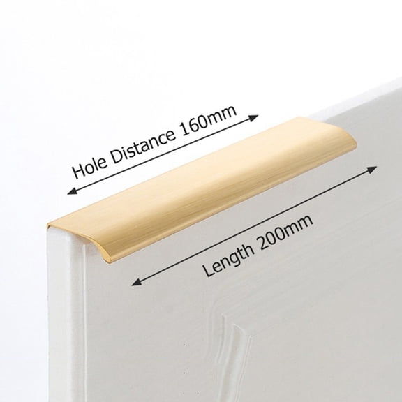 Aluminum Alloy Kitchen Cabinet Door Handles Concealed Finger Edge Pull Drawer Pulls Modern Cupboard Hardware Gold 200mm for Home Office Bathroom