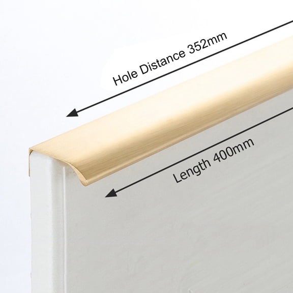 Aluminum Alloy Kitchen Cabinet Door Handles Concealed Finger Edge Pull Drawer Pulls Modern Cupboard Hardware Gold 400mm for Home Office Bathroom