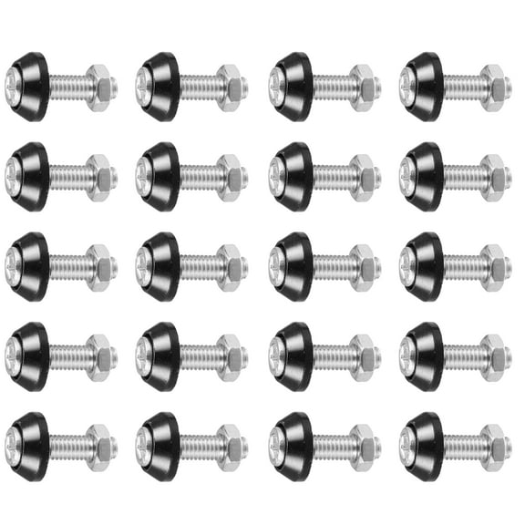 Aluminum Alloy License Plate Bolt M6 Screw Nuts for Car Motorcycle Black 20pcs