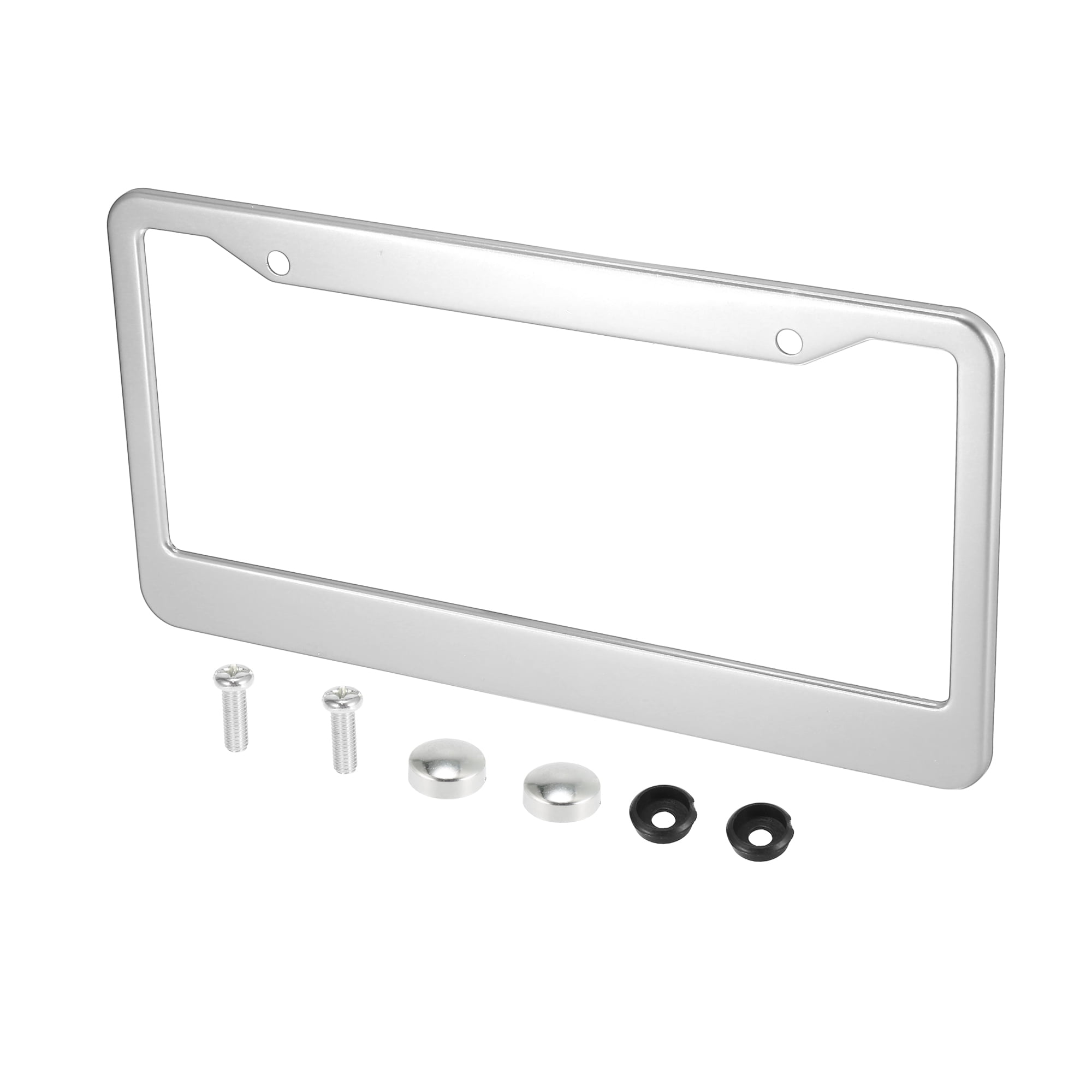 2-Pack Clear License Plate Covers & Aluminum Frames Combo - Unbreakable Tag Protectors With Screws & Caps