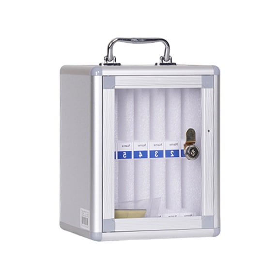 Aluminum Alloy Lockable Phone Container Wall Mounted Multi Slot Cabinet Clear Door School Classroom Storage Solution