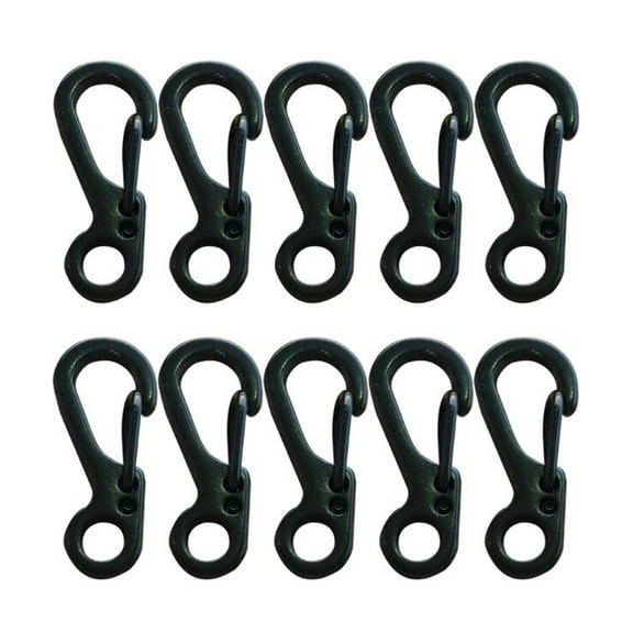 Aluminum Alloy Mini Spring Snap Carabiners, Quick Release Lightweight Clip Hooks, Portable Outdoor Hardware, 10 Pack 0.9 Inch, Compact Hooks for Key Chains, Camping, Fishing, Hiking,Black