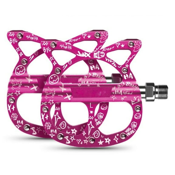 Aluminum Alloy Mountain Bicycles Pedals Cat Shape Cycling Pedals 3 Seal Bearings Nonslip Bike Pedals Easy to Install