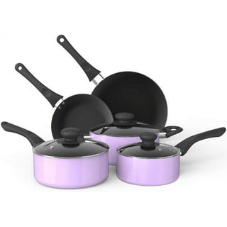 Choice 10 Aluminum Fry Pan with Purple Allergen-Free Silicone Handle