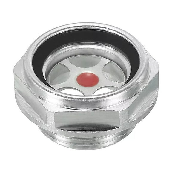 Aluminum Alloy Oil Sight Glass M24x1.5 Thread Air Compressor Oil Level Gauge With PC Window And O-Ring Seal For Industrial Machinery Equipment Monitoring Silver Finish