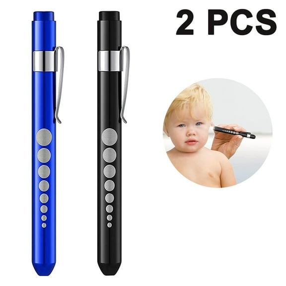 Aluminum Alloy Penlight Set - 2 Pcs LED Pen Flashlights for Daily Use and Medical Applications - blue+black