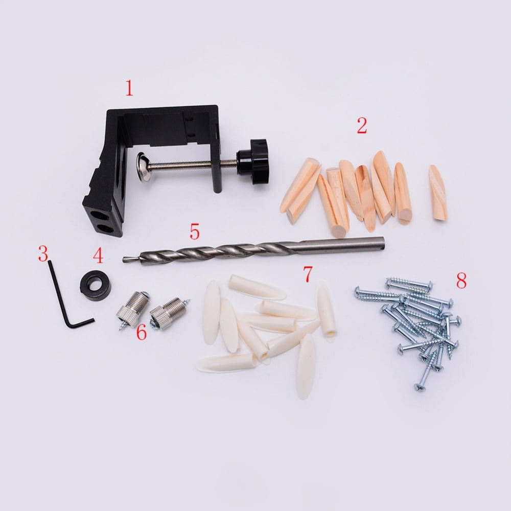 Aluminum Alloy Pocket Hole Jig Kits 15Degree Optique Hole Mixed Color 40x107~161x76mm