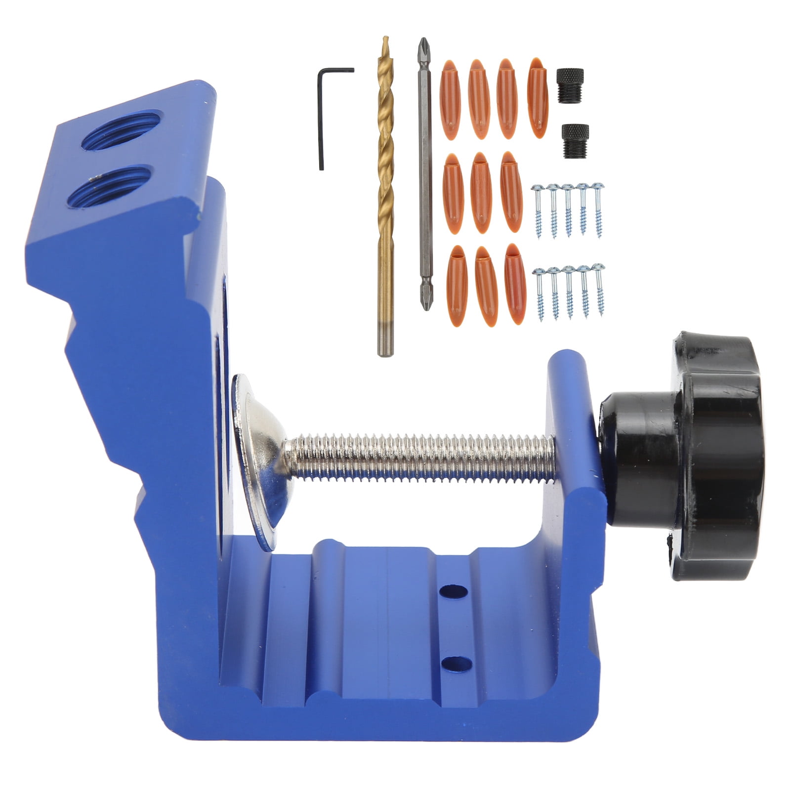 Aluminum Alloy Pocket Hole Jig Tool Kit Adjustable Hole Pitch 15 Degree