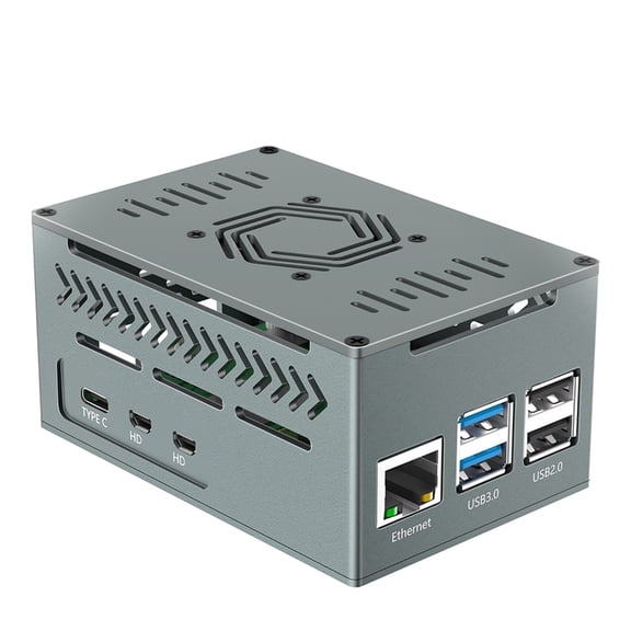 Aluminum Alloy Protective Shell Enclosure Meshes Housing Case Shell with Cooling Fan Heatsinks for 5