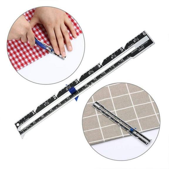Aluminum Alloy Quilting Ruler 6-Inch Sliding Sewing Gauge, Metal Fabric Measuring Tool for Quilting, Hemming, Tailoring, Dressmaking, Knitting, Patchwork Projects