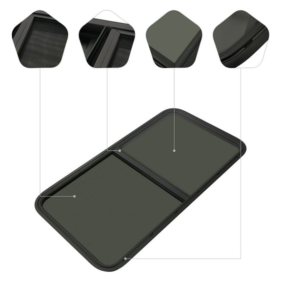 Aluminum Alloy RV Window, Horizontal Design, Tempered Black Glass with Anti-Mosquito Screen, Privacy Protection, Direct Replacement for 2-6mm RV Sheet Metal
