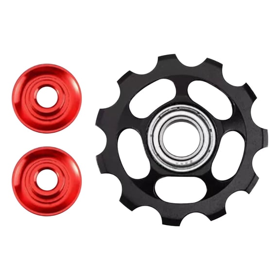 Aluminum Alloy Rear Derailleur Pulley Wheel, Bearing Mountain Bike Road Gear Roller, High Performance Cycling Derailleur Repair Spare Parts (Black, 4)
