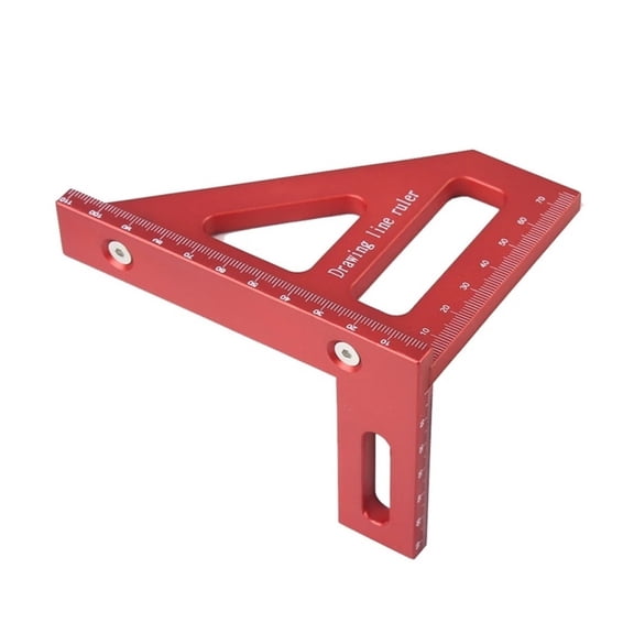 Aluminum Alloy Red Miter Triangle Ruler 45 90 Woodworking Square Protractor ,Water-Proof & Dust Resistant
