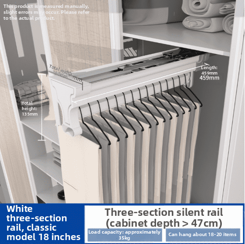 Slide Pants Rack Aluminum Alloy Retractable Pants Hanger Slide Rail Wardrobe Storage ...