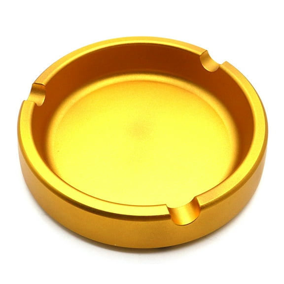 Aluminum Alloy Round Metal Ashtray For Cigarette Cigar - Portable Home Office Ash Tray - Durable Outside Decor Hotel Restaurant Bar - yellow