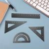 Aluminum Alloy Ruler Set Multi-Functional Drawing Tools Student Exam Stationery Triangular Ruler Protractor 4-Piece Measuring Kit with Durable Construction and Safety Rounded Edges