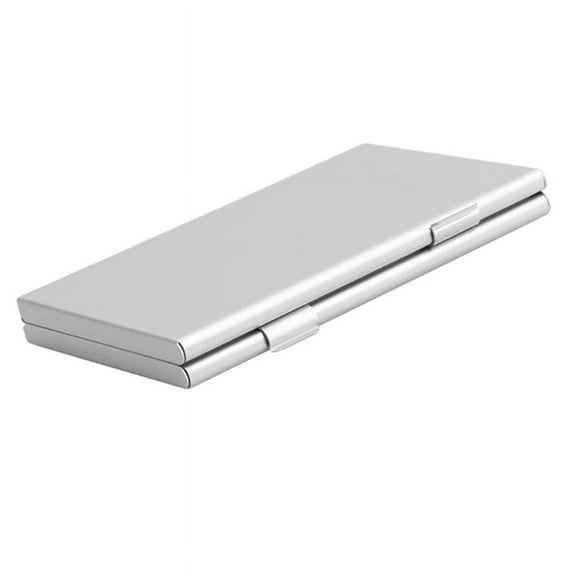 Aluminum Alloy SD & TF Card Holder Case, Double-Layer Large Capacity with EVA Slots for 6 SD Cards and 12 TF Cards,1 x Memory Card Storage Box,Silver