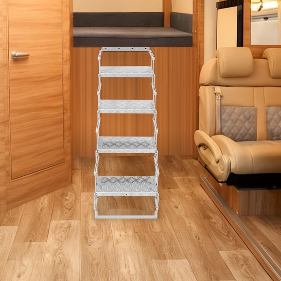 Aluminum Alloy Scissor Stairs, Foldable Step Ladder, 4 Steps Ladder for RV/Camper