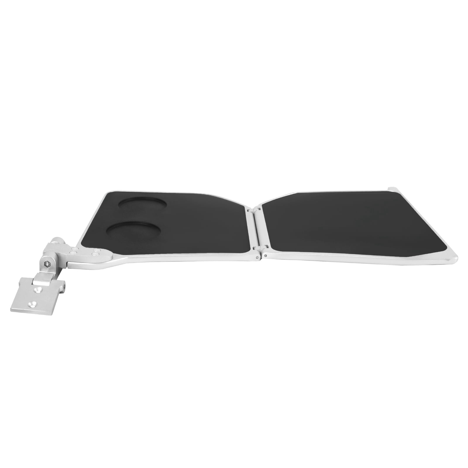 Aluminum Alloy Seat Armrest Folding Table,Left Mount Vehicle Seat Side Table,17.7 Inch Aluminum Alloy Bi-Fold Design for RV, Limo, Boat, Minibus