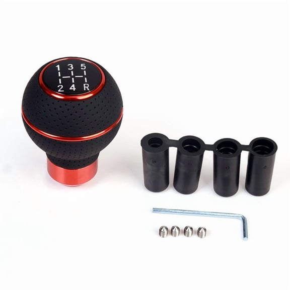 Aluminum Alloy Shift Knob Leather Round 5 Speed Manual Transmission Gear