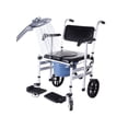 thumbnail image 1 of Aluminum Alloy Shower Commode Wheelchair, Rolling Foldable Commode Chair, Portable Transfer Chair with Brakes for Disabled, 1 of 10