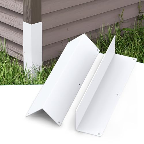 Aluminum Alloy Siding Corners, 15.8" x 3.4", 2 Pcs Siding Corner Protectors with 90 Angle, Outdoor Weed Whacking Protection for Wall, Easy to Install with Screws, White