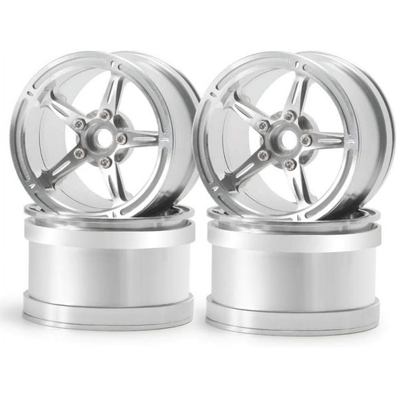 Aluminum Alloy Silver 1/10 Scale RC Crawler Wheel Rims Set of 4 - Enhance Handling