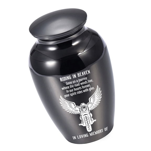 Aluminum Alloy Small Cremation Urn Motorbike Riding in Heaven Secure Memorial