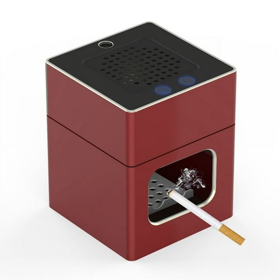 Aluminum Alloy Smoke Remover Smokeless Purifier Ashtray Smoke Grabber with Filter for Home and Office,Red