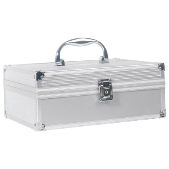 Aluminum Alloy Stamps Lock Box Container Adjustable Compartments with Handle Lining Protection Locker Chest Case for Valuables Documents 12 grid