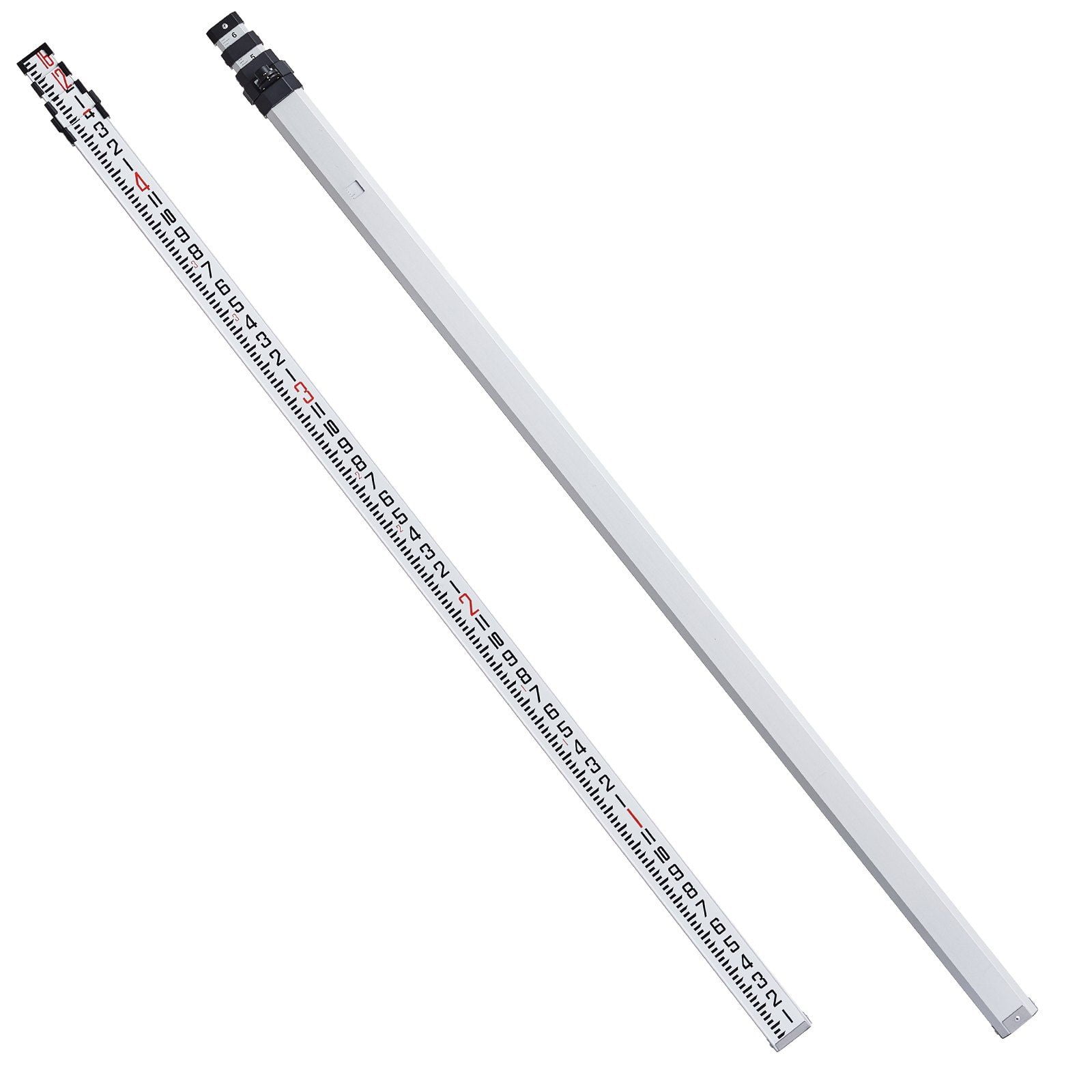 Aluminum Alloy Telescopic Measuring Rod 16 Feet 8 Sections Double Sided Scale 1 8 Inch Leveling Stick with Bubble Level and Carrying Bag for House Wall Floor Survey