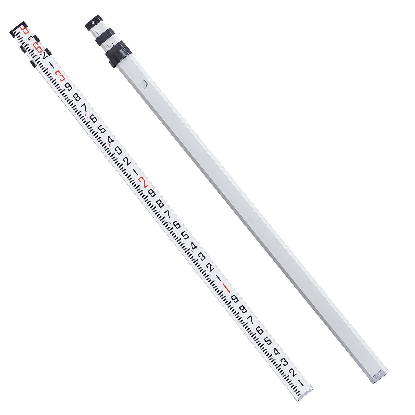 Aluminum Alloy Telescopic Survey Rod 9 Feet 10ths 3 Sections Double Sided Scale 1 10ft Leveling Rod with Bubble Level Carrying Bag for House Wall Floor Measurement