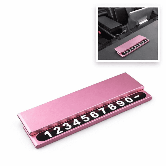 Aluminum Alloy Temporary Parking Card - Rotating Privacy Phone Number Plate for Car Dashboard - Fluorescent Magnetic Numbers - Heat-Resistant Car Interior Accessory - Slim & Sleek Design