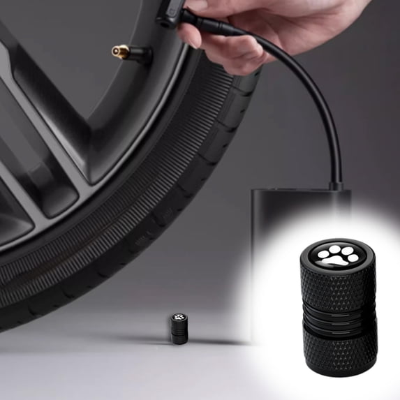 Aluminum Alloy Tire Valve Stem Caps with Footprint Design, Set of 4 Plug Core Covers Corrosion-Resistant, Secures Against Dust and Air Leak, Stylish Upgrade for Car Motorcycle Bicycle Wheels